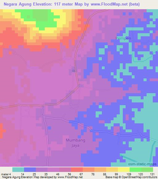 Negara Agung,Indonesia Elevation Map