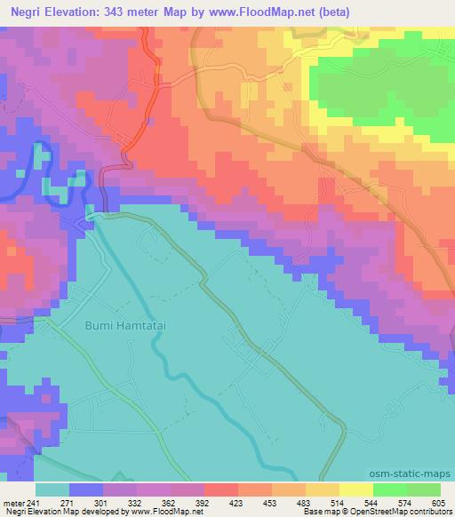 Negri,Indonesia Elevation Map