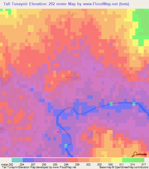 Tall Tunaynir,Syria Elevation Map