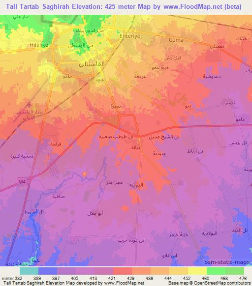 Tall Tartab Saghirah,Syria Elevation Map