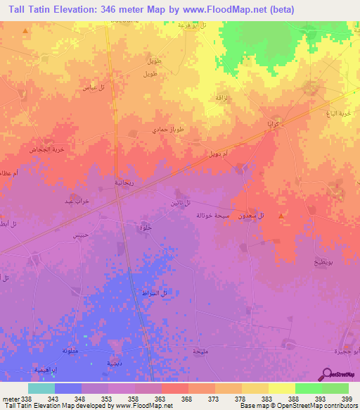 Tall Tatin,Syria Elevation Map