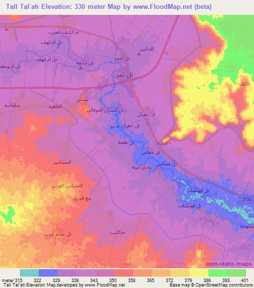 Tall Tal`ah,Syria Elevation Map