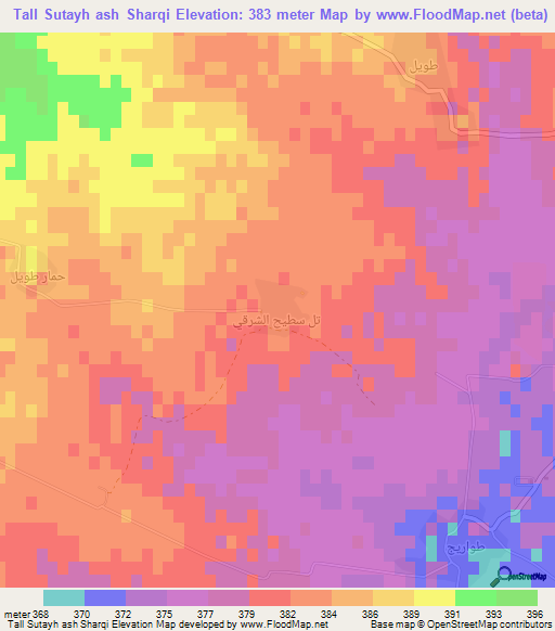 Tall Sutayh ash Sharqi,Syria Elevation Map