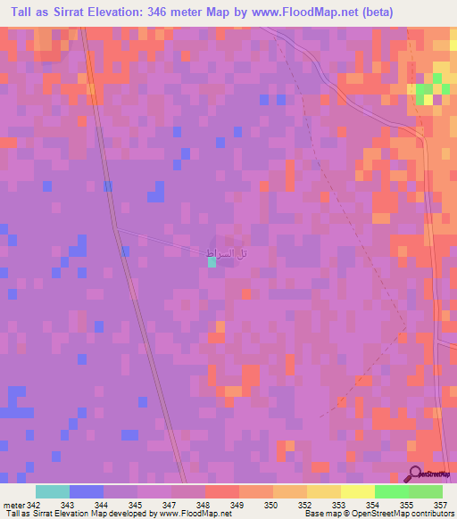 Tall as Sirrat,Syria Elevation Map