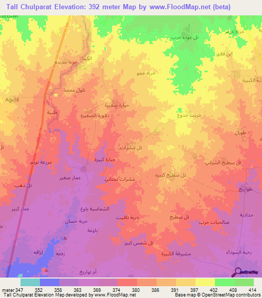 Tall Chulparat,Syria Elevation Map