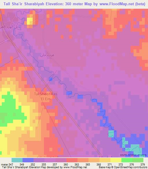 Tall Sha`ir Sharabiyah,Syria Elevation Map