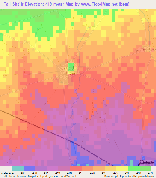 Tall Sha`ir,Syria Elevation Map