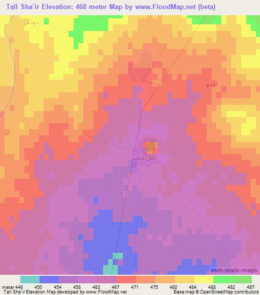 Tall Sha`ir,Syria Elevation Map