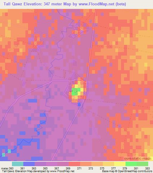 Tall Qawz,Syria Elevation Map