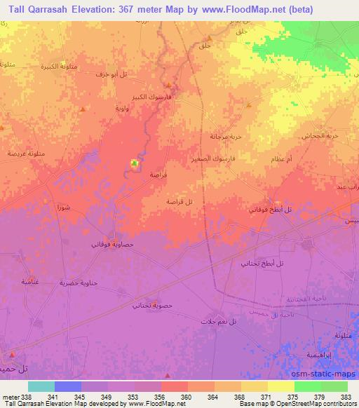 Tall Qarrasah,Syria Elevation Map