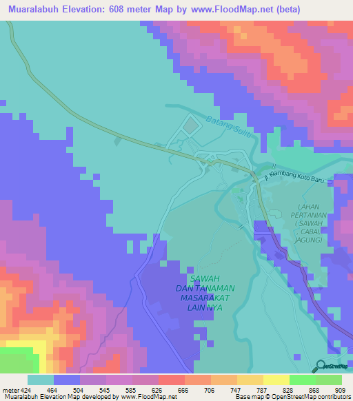 Muaralabuh,Indonesia Elevation Map