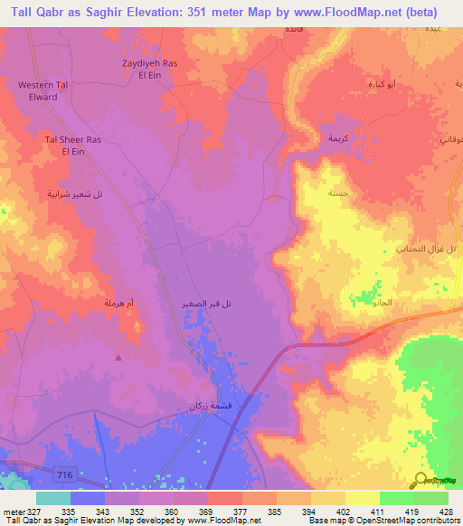 Tall Qabr as Saghir,Syria Elevation Map