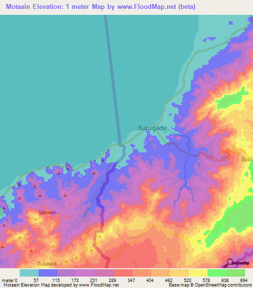 Motaain,East Timor Elevation Map