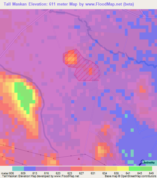 Tall Maskan,Syria Elevation Map