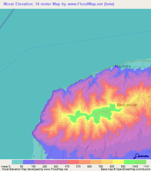 Morai,East Timor Elevation Map