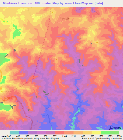 Maubisse,East Timor Elevation Map