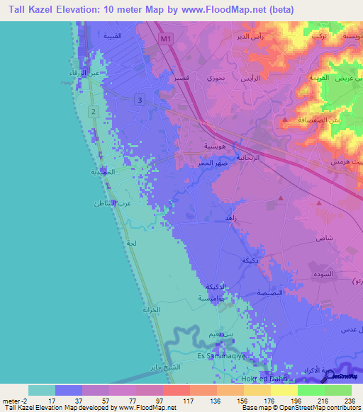Tall Kazel,Syria Elevation Map
