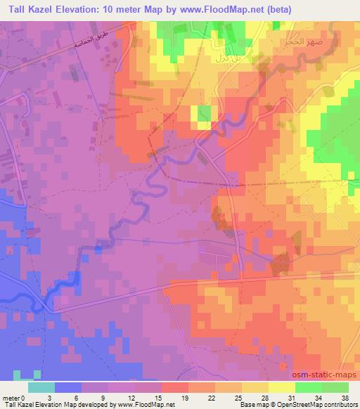 Tall Kazel,Syria Elevation Map