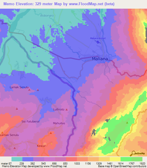 Memo,East Timor Elevation Map