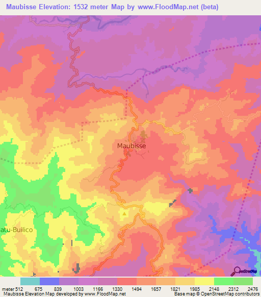 Maubisse,East Timor Elevation Map