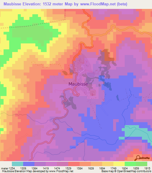 Maubisse,East Timor Elevation Map