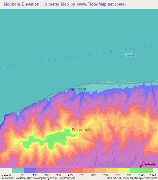 Maubara,East Timor Elevation Map