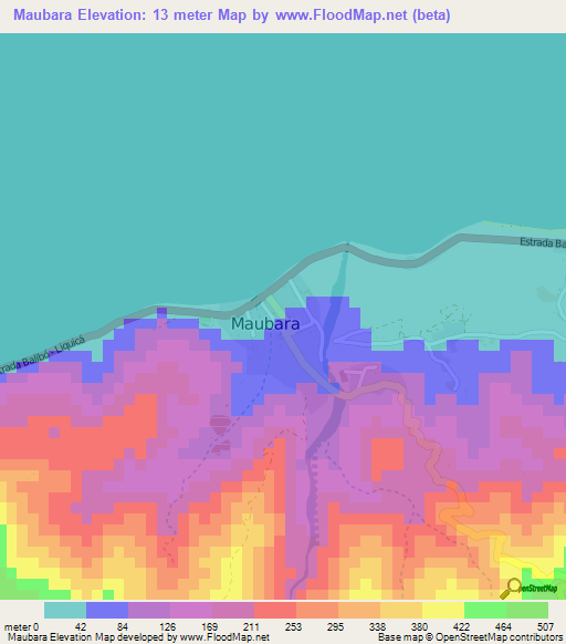 Maubara,East Timor Elevation Map