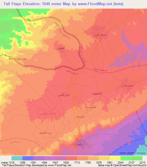 Tall Ftaya,Syria Elevation Map