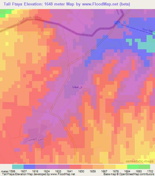 Tall Ftaya,Syria Elevation Map