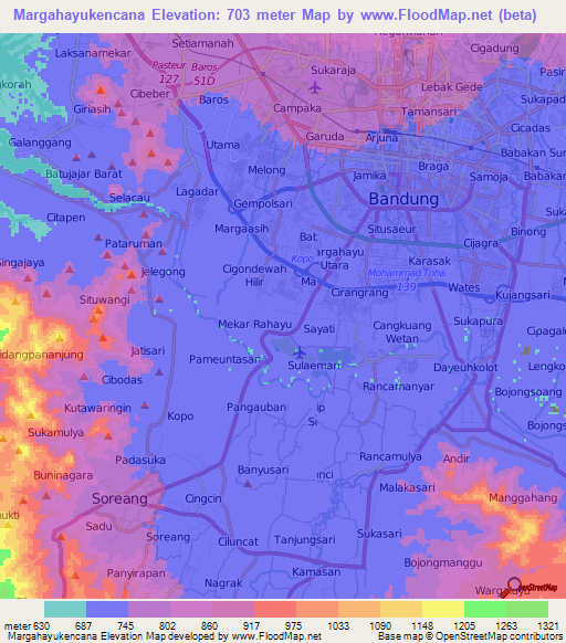 Margahayukencana,Indonesia Elevation Map