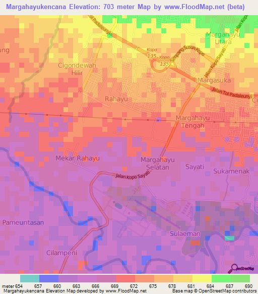 Margahayukencana,Indonesia Elevation Map