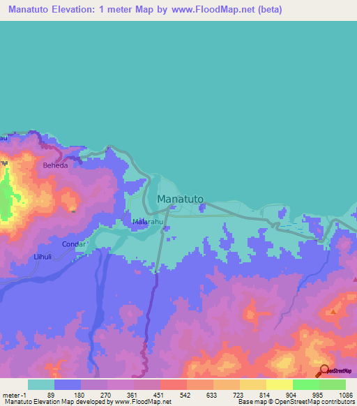 Manatuto,East Timor Elevation Map