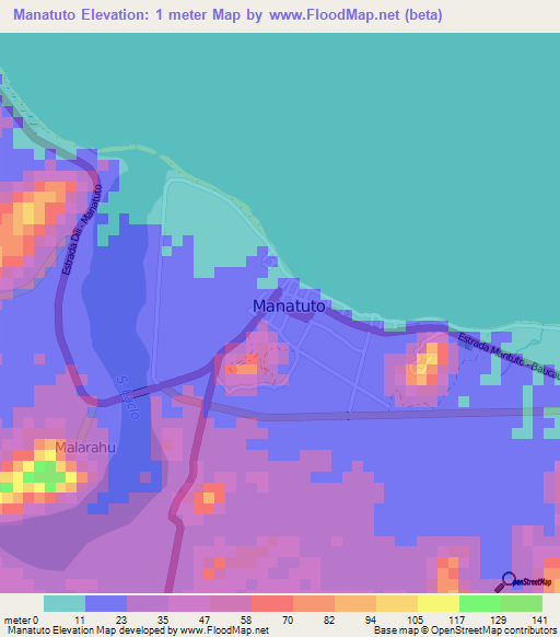 Manatuto,East Timor Elevation Map