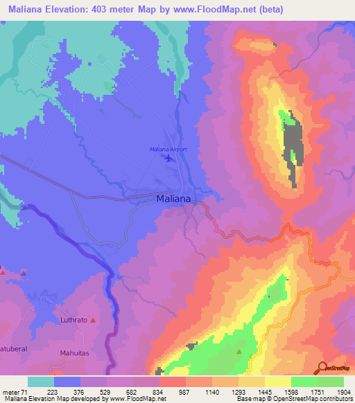 Maliana,East Timor Elevation Map