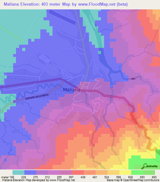 Maliana,East Timor Elevation Map
