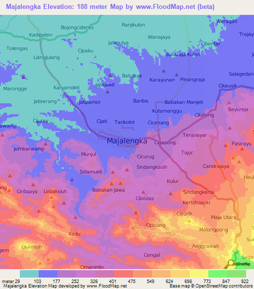 Majalengka,Indonesia Elevation Map
