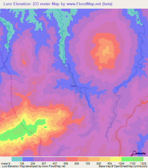 Luro,East Timor Elevation Map