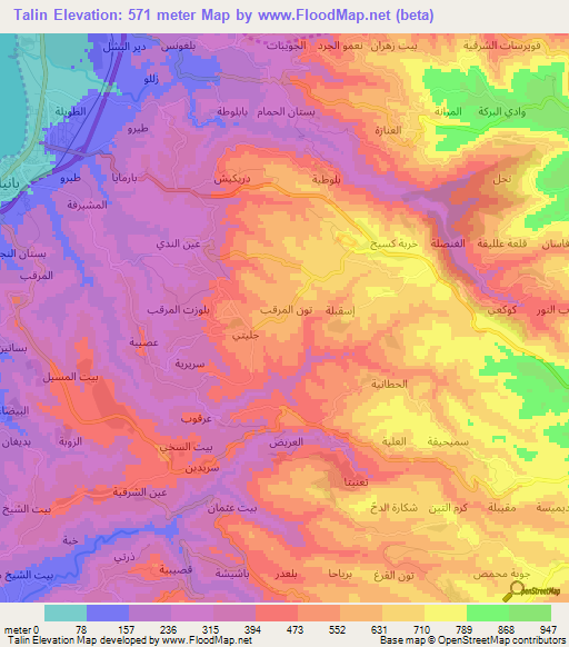 Talin,Syria Elevation Map