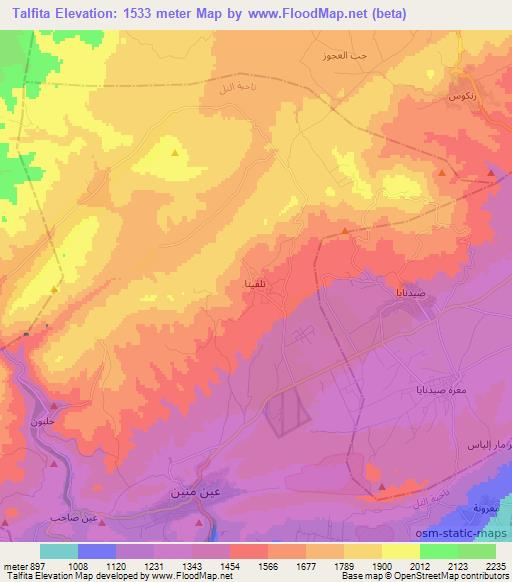Talfita,Syria Elevation Map