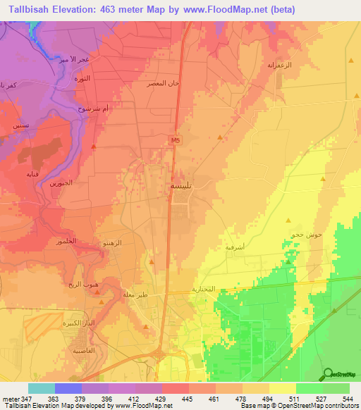 Tallbisah,Syria Elevation Map