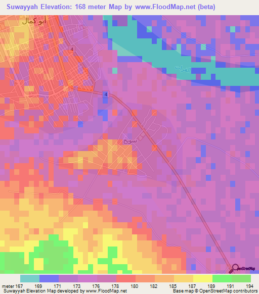 Suwayyah,Syria Elevation Map