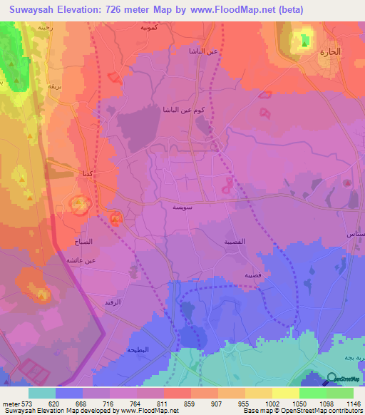 Suwaysah,Syria Elevation Map