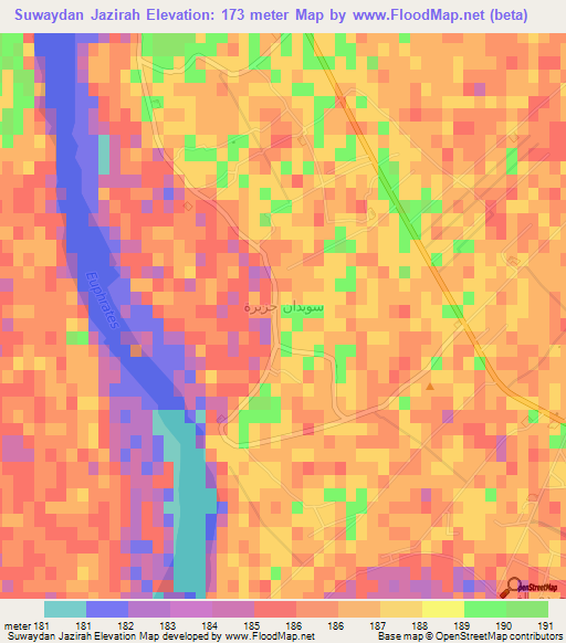 Suwaydan Jazirah,Syria Elevation Map