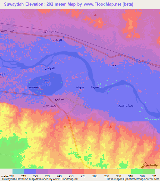 Suwaydah,Syria Elevation Map