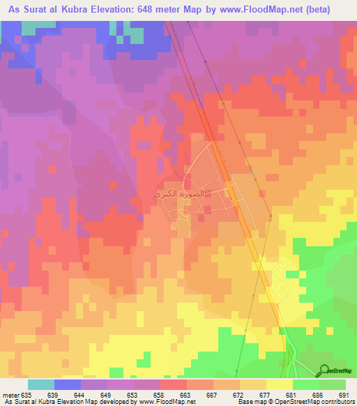 As Surat al Kubra,Syria Elevation Map