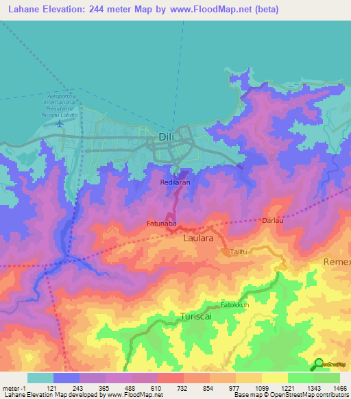 Lahane,East Timor Elevation Map