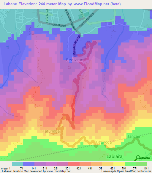 Lahane,East Timor Elevation Map