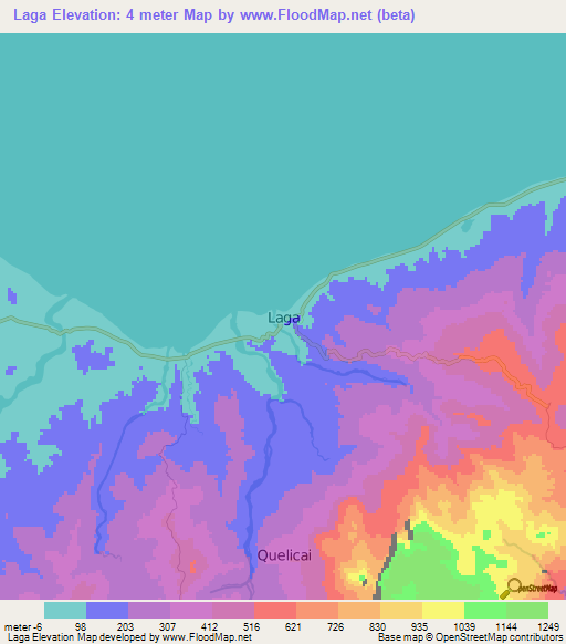 Laga,East Timor Elevation Map