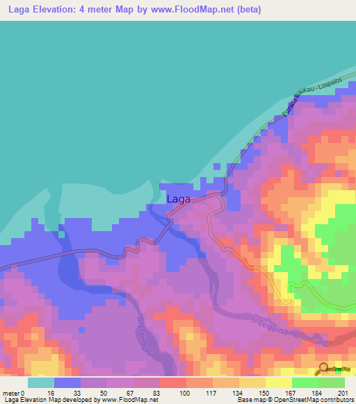 Laga,East Timor Elevation Map