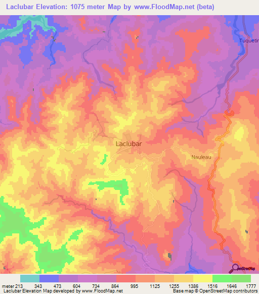 Laclubar,East Timor Elevation Map